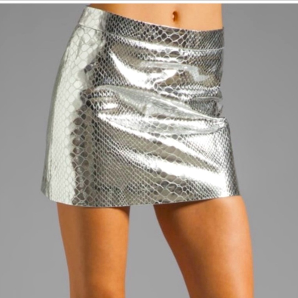 Milly Silver Mirrored Python Mini Skirt Size 0 - image 1